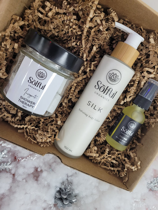 Solful Organics Box Set - The Fresh Start Box - includes invigorate shower therapy, refine and silk